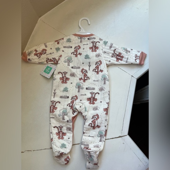 Baby Disney Cream and Brown Tigger Quilted One Piece with footie - Picture 3 of 3